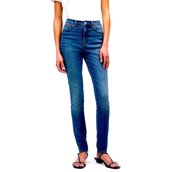 Madewell The 10” High Rise Skinny Jean Women’s 27 Slim Dark Blue Wash Stretch - Picture 1 of 12